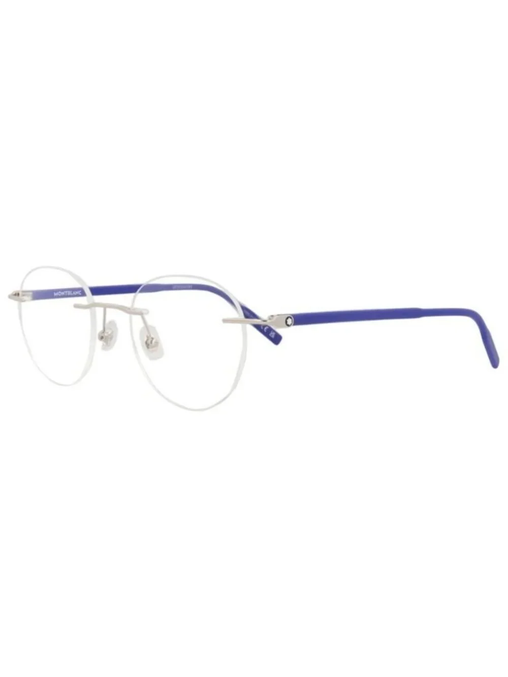 New Montblanc Mens Round/Oval Silver Blue Transparent Fashion Designer Eyeglasse